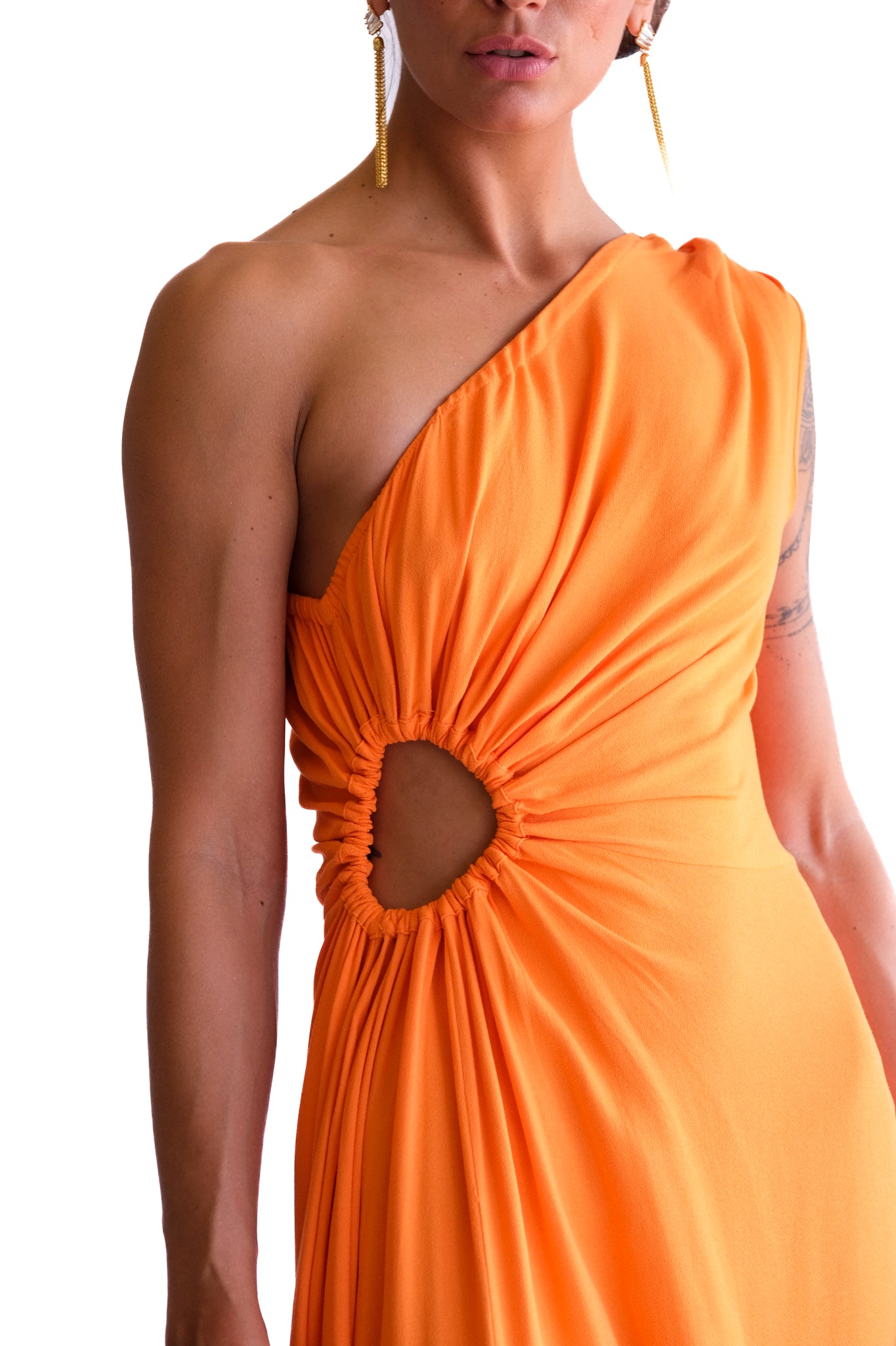 Ohana Dress  formal dress racewear dress it has just one off shoulder in a beautiful orange