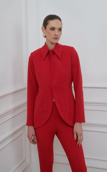 red blazer tailored style 