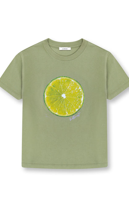 Lime Graphic Tee - 100% Pure Cotton Summer T-Shirt for Women