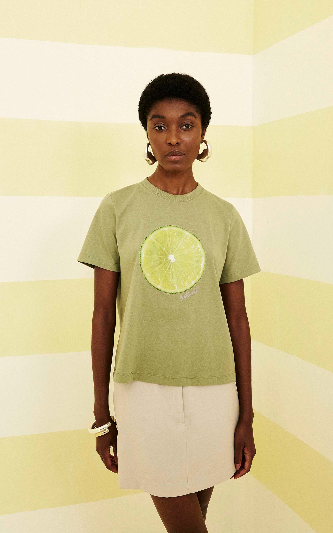 Lime Graphic Tee - 100% Pure Cotton Summer T-Shirt for Women