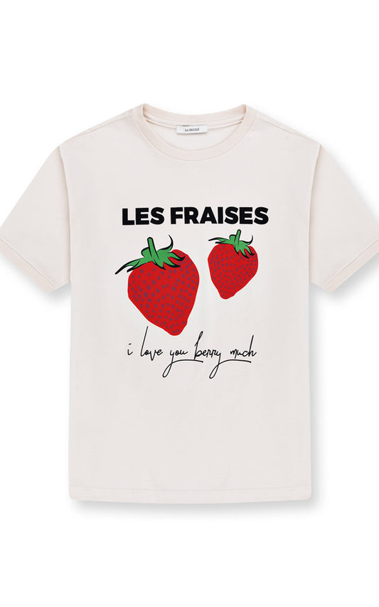 Strawberry Graphic Tee - 100% Pure Cotton Summer T-Shirt for Women