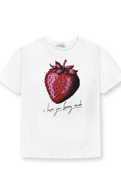 "Strawberry Graphic Tee - 100% Pure Cotton 'I Love You Berry Much' T-Shirt for Women"