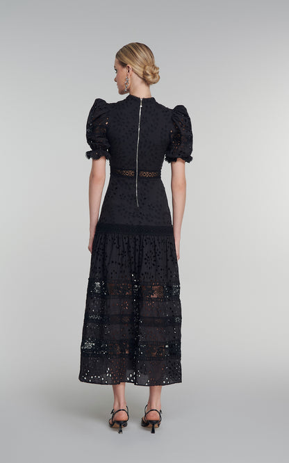 black long dress with lace see through 