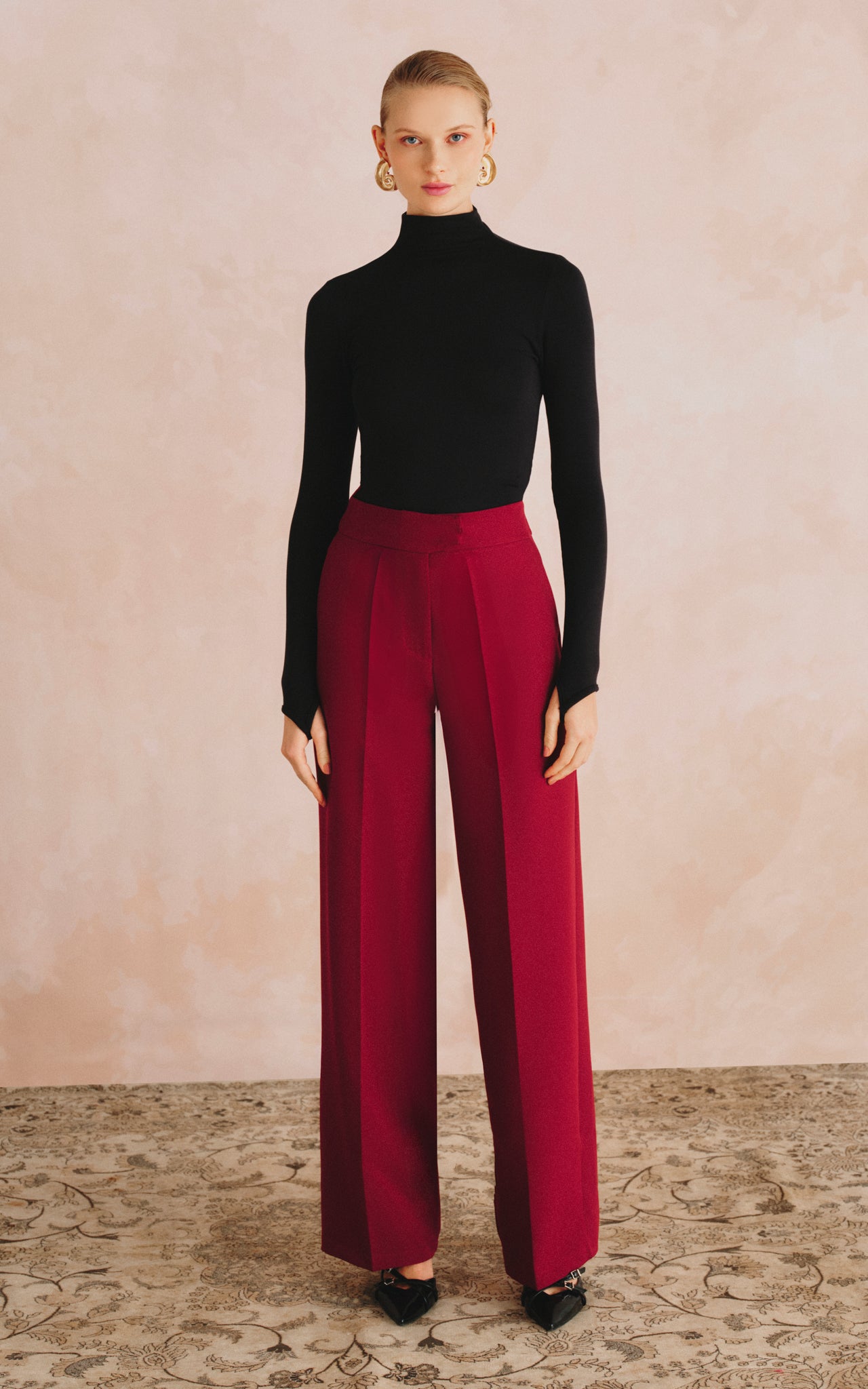 classic burgundy tailored pants 