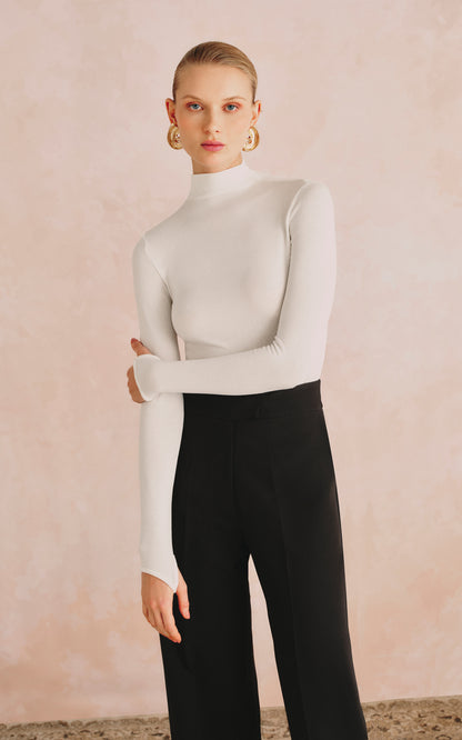 Basic Long Sleeve Top in White