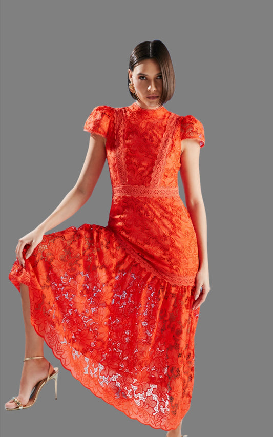 orange lace dress