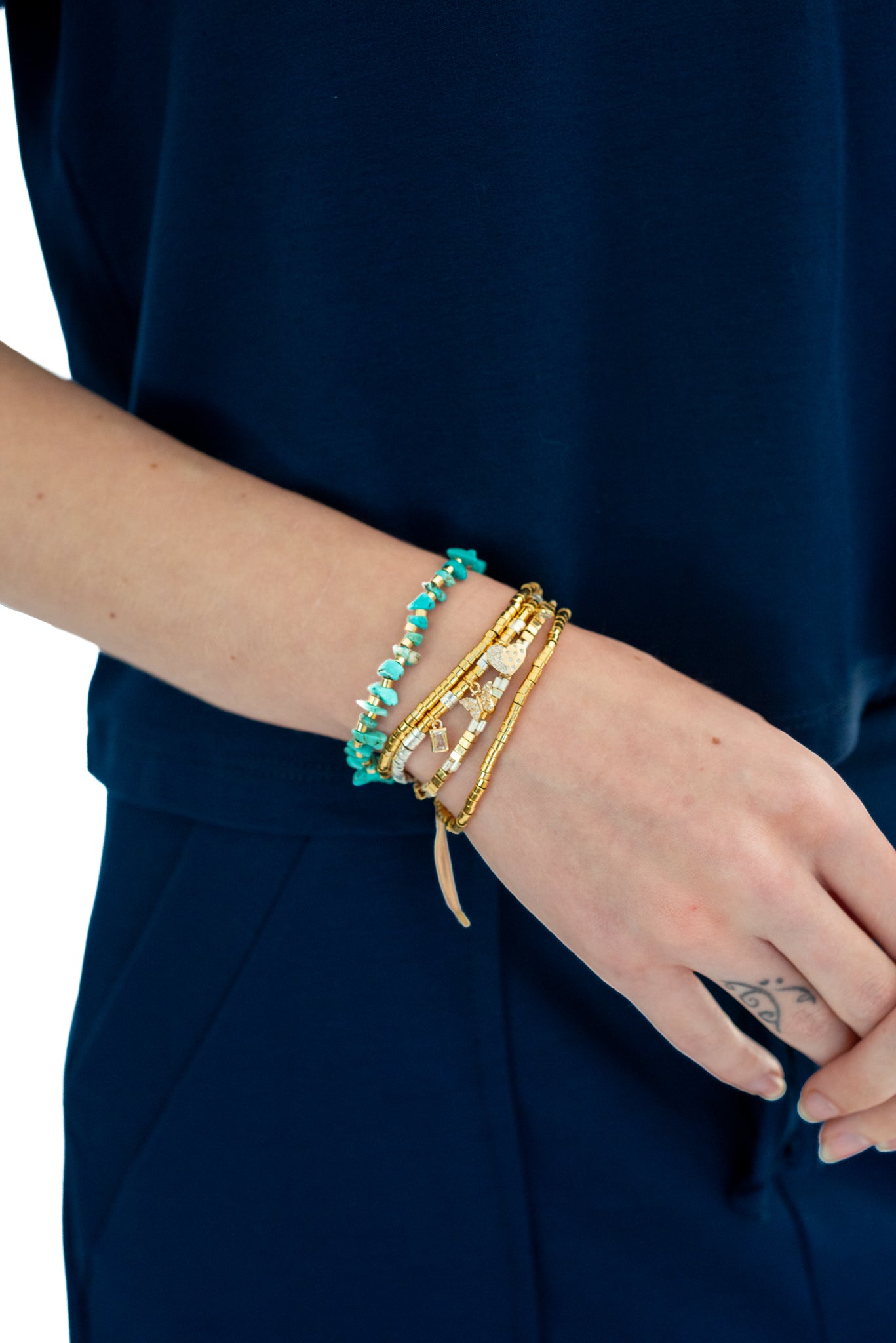 turquoise golden set bracelet