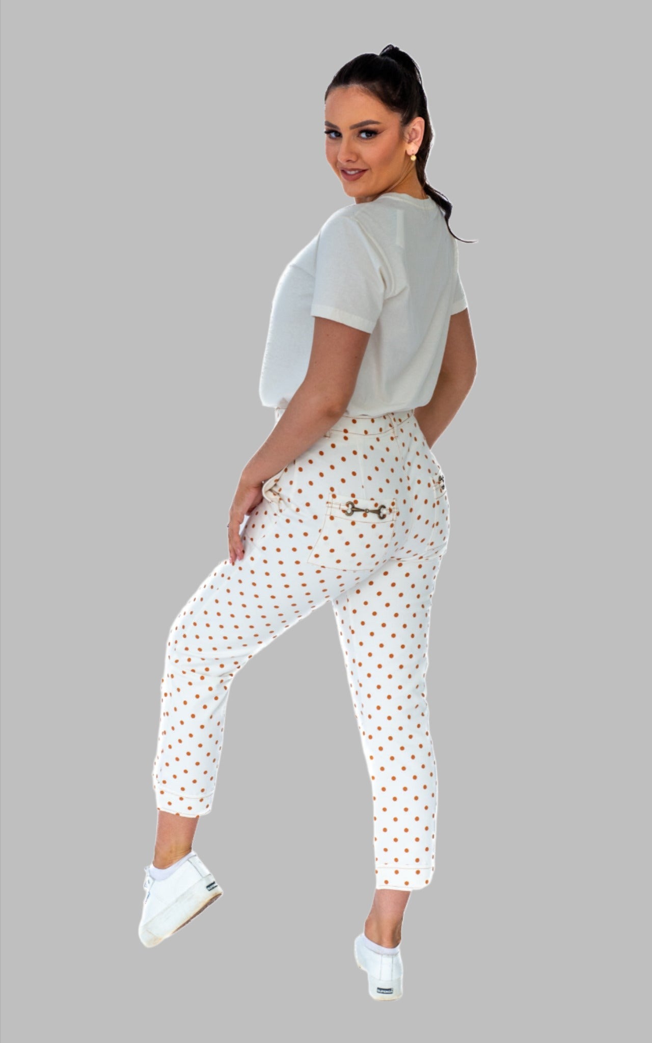 polka dots tailored pants