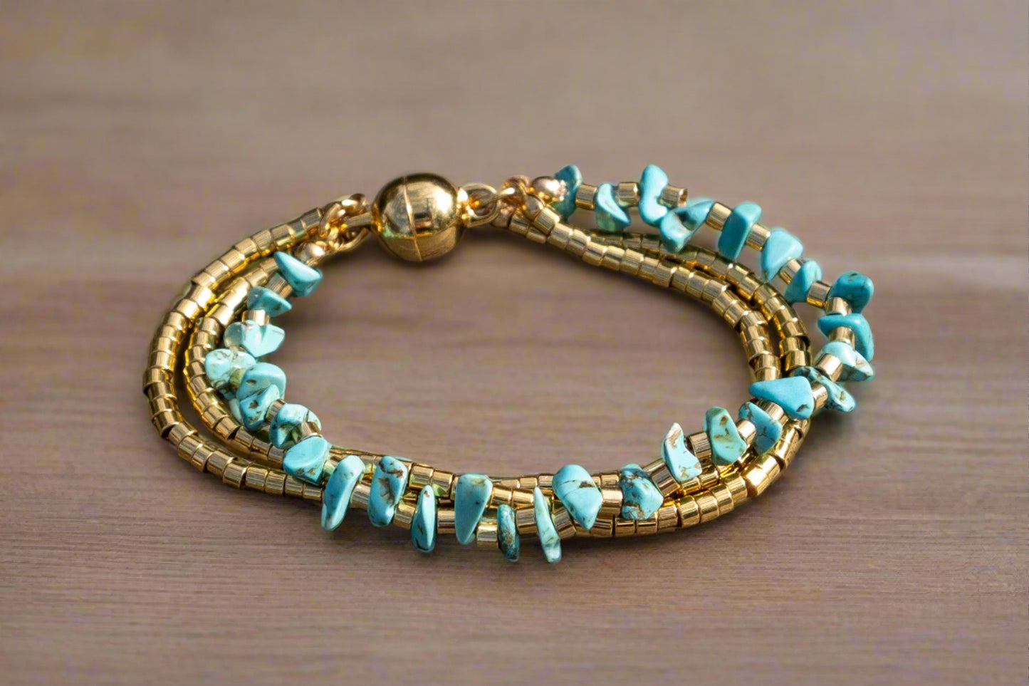 turquoise and gold bracelet