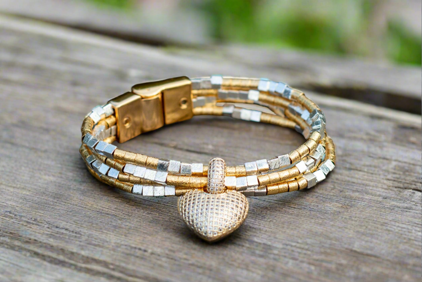 gold heart bracelet cuff