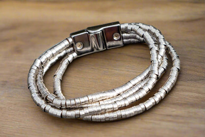 silver bracelet magnetic clasps nickel free tarnish free