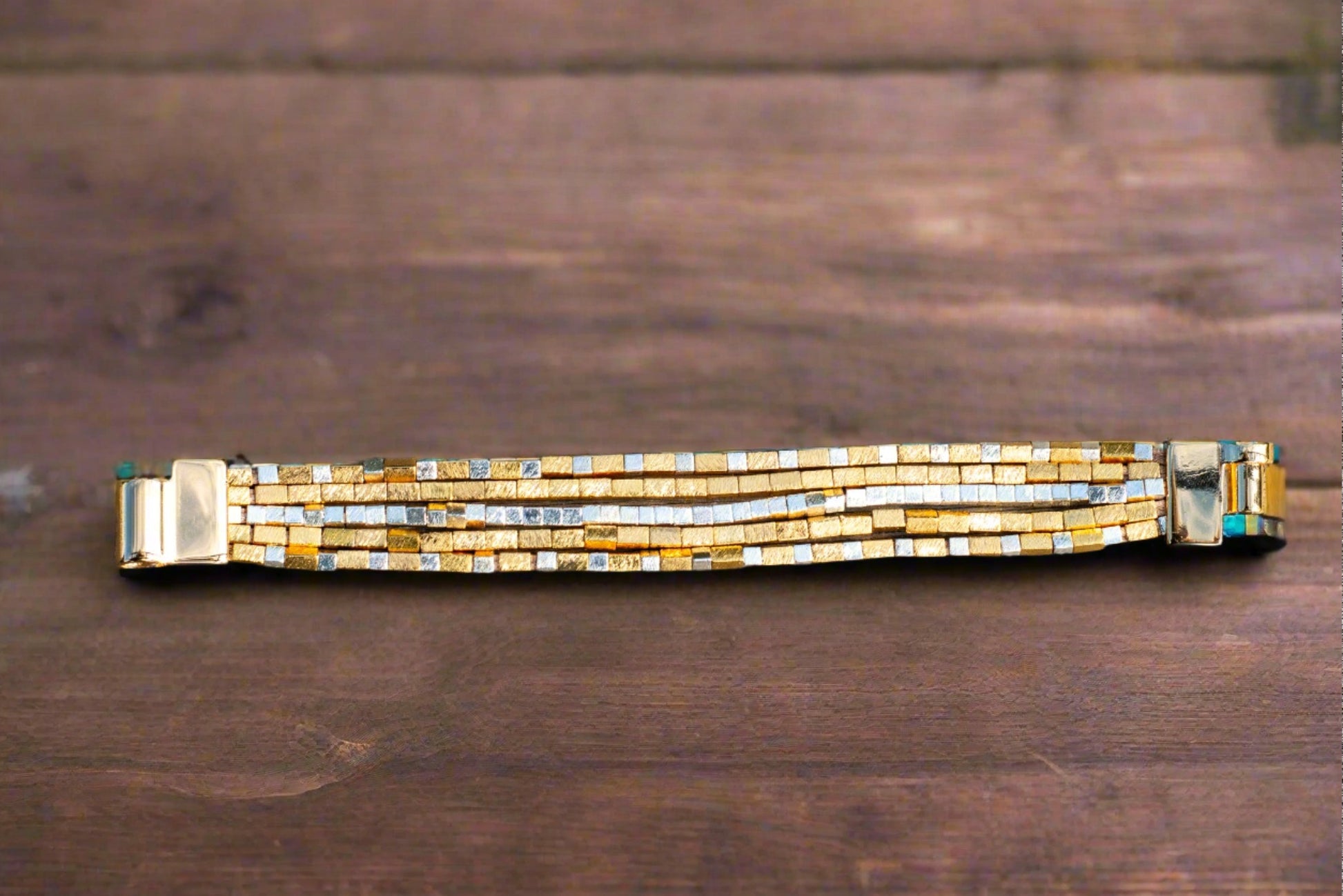 silver and gold beads bracelet 