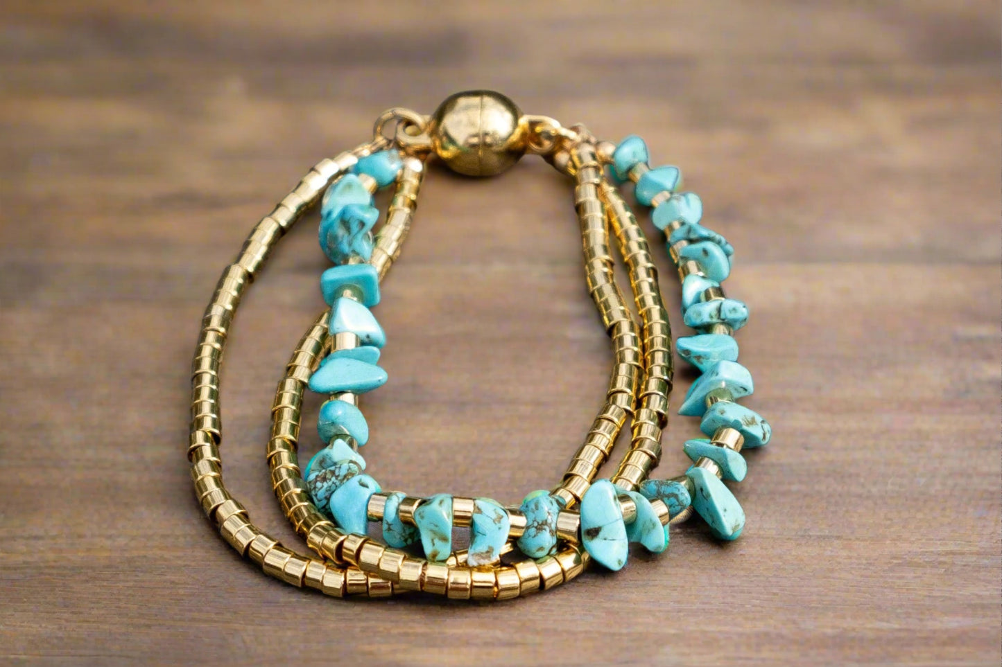 turquoise and gold bracelet