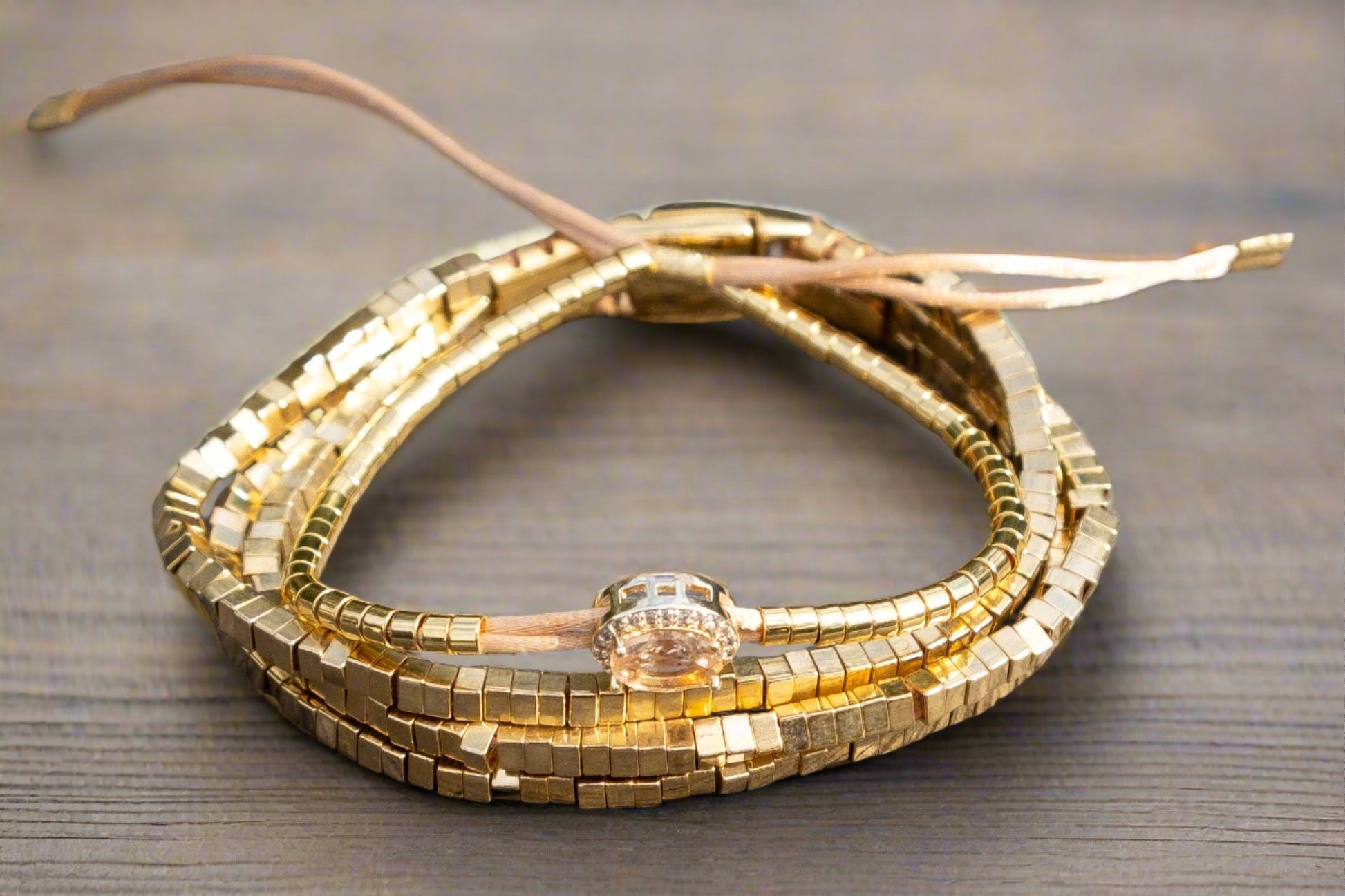 gold adjustable bracelet set