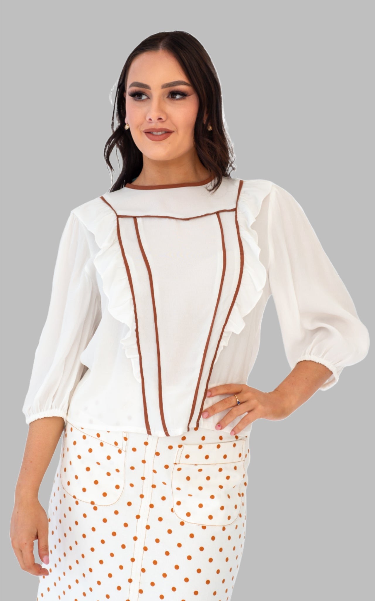 Selma Blouse white blouse with frills