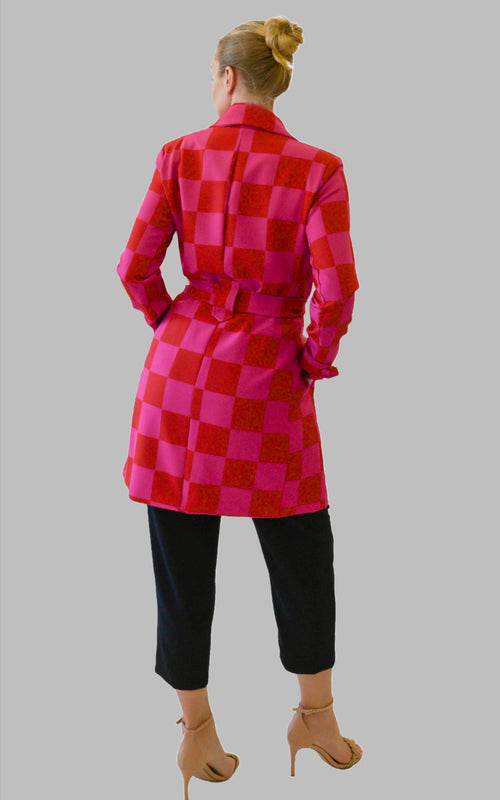 Sofia  Jacket red and pink check jacket with pockets 