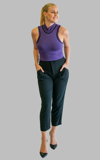 purple high neck sleeveless top 