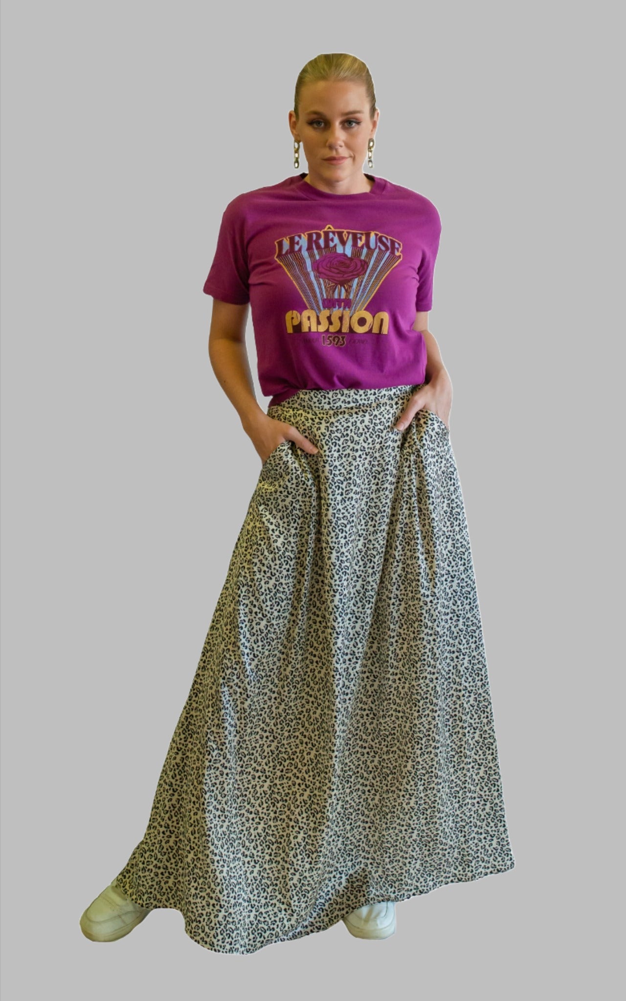 animal print long skirt 