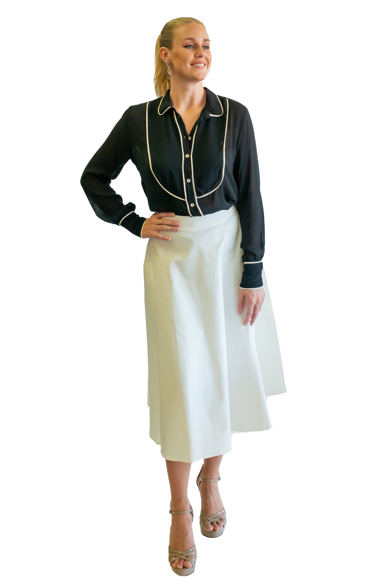 cream A frame skirt 