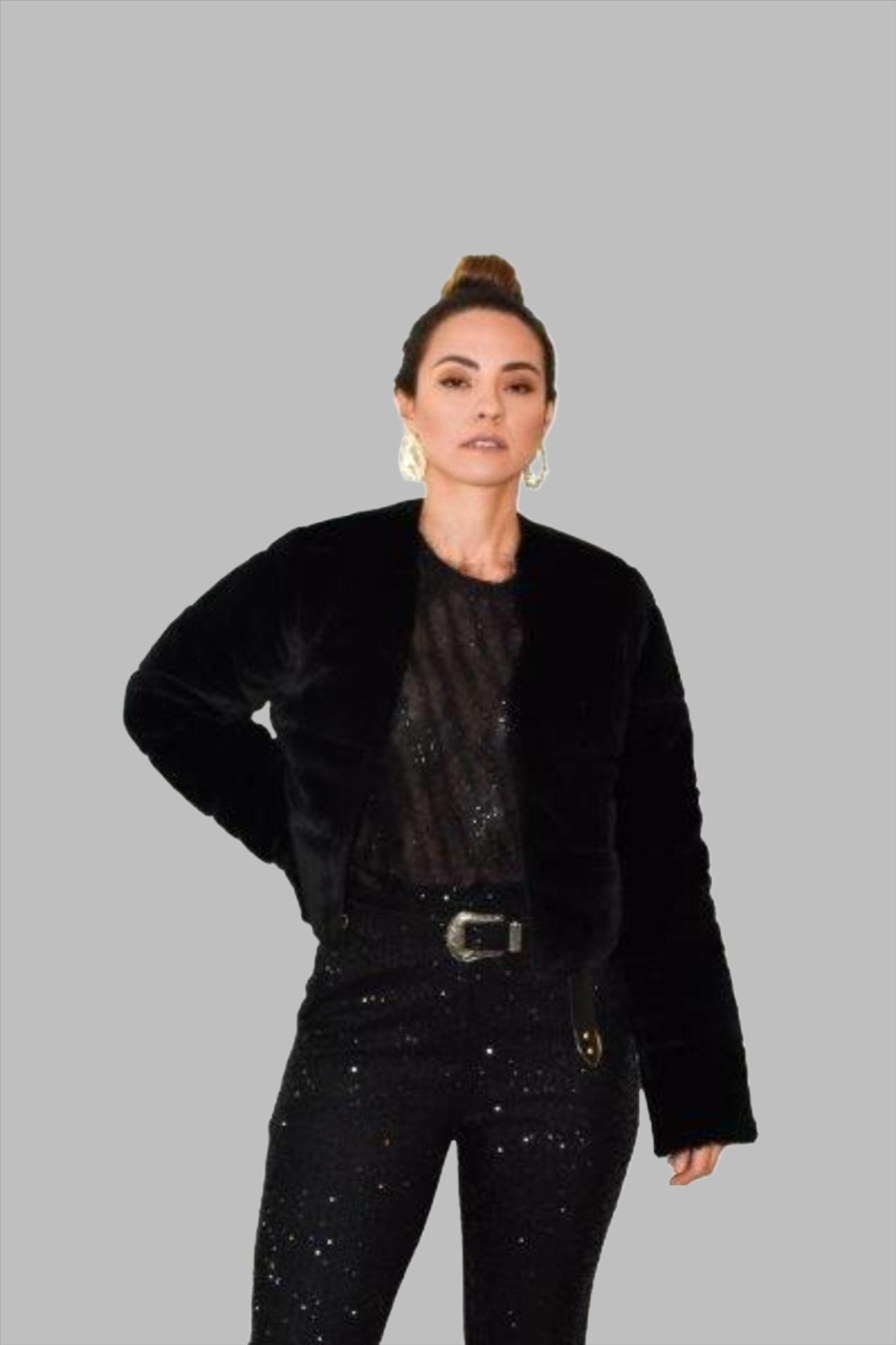 faux fur black Bomber Jacket