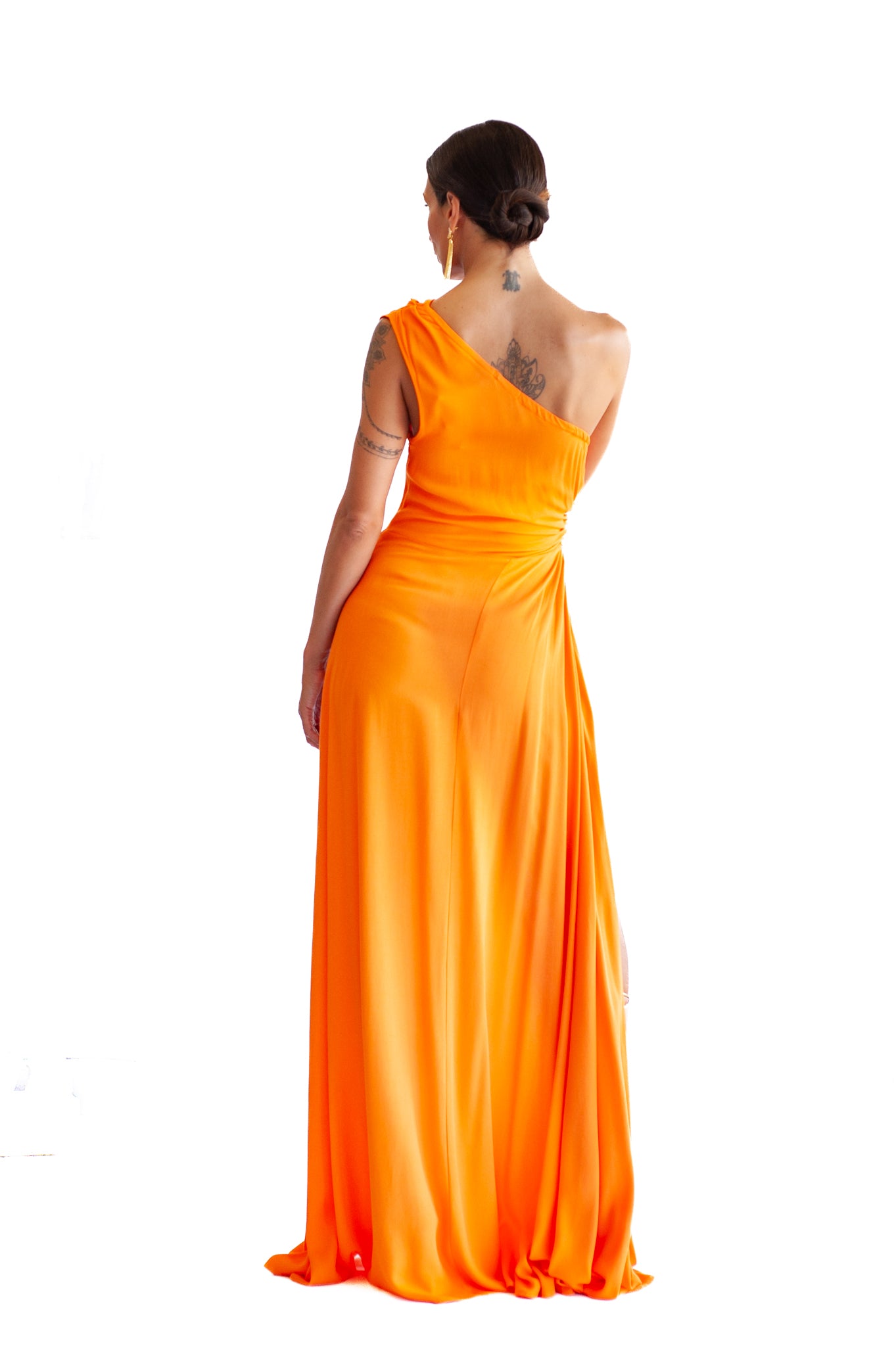 Ohana Dress formal dress racewear dress it has just one off shoulder in a beautiful orange