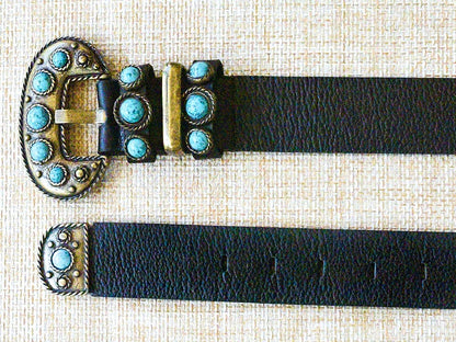 Black Belt with turquoise stones