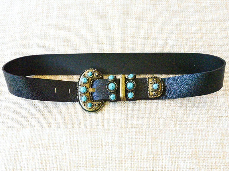 Black Belt with turquoise stones