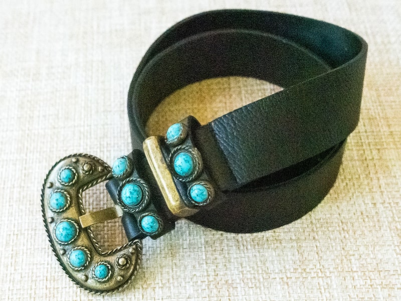 Black Belt with turquoise stones