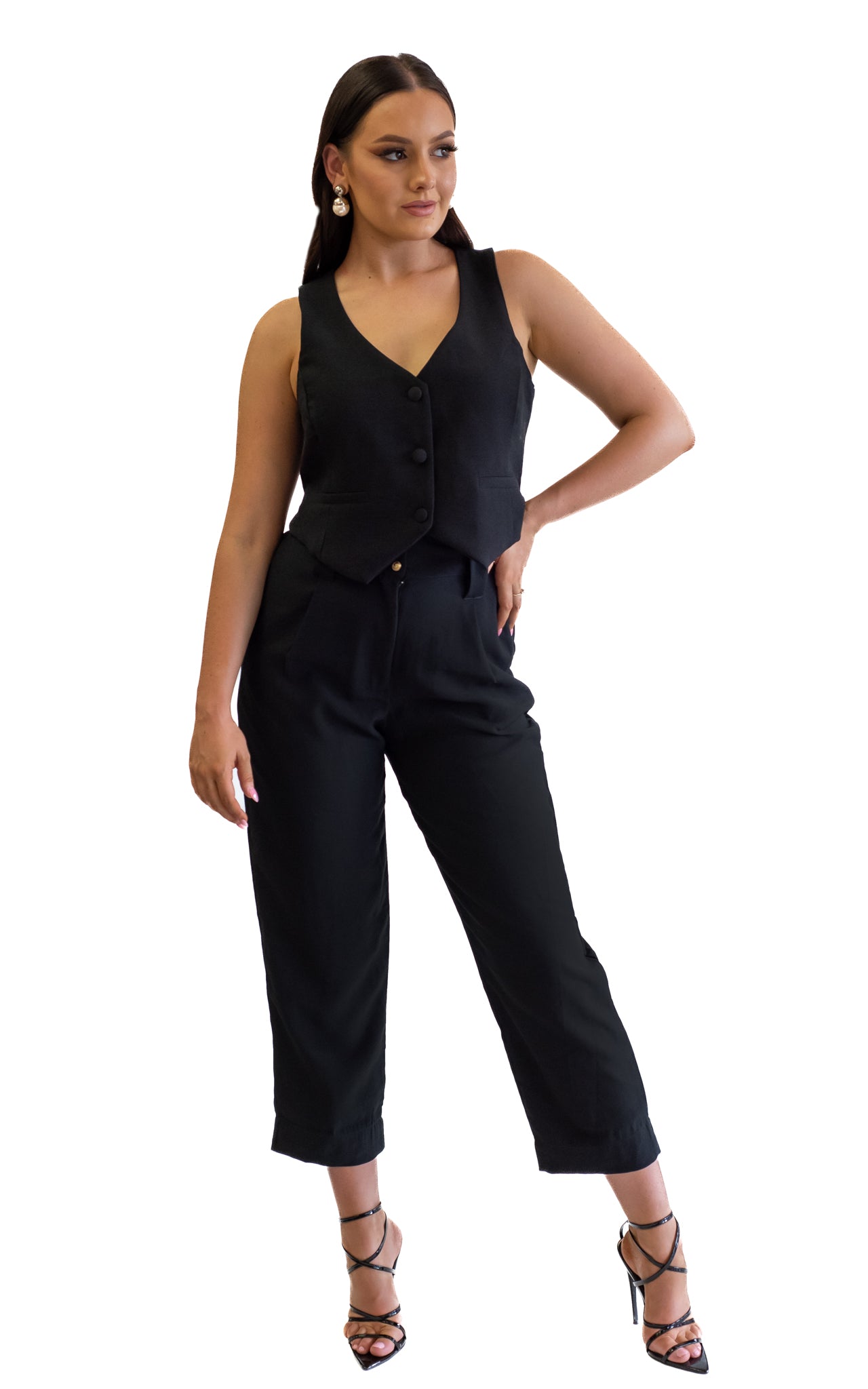 black linen pants with pockets and elastic 