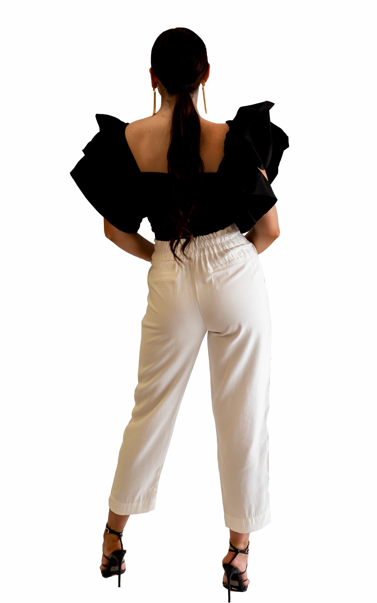 white linen pants with pockets and elastic