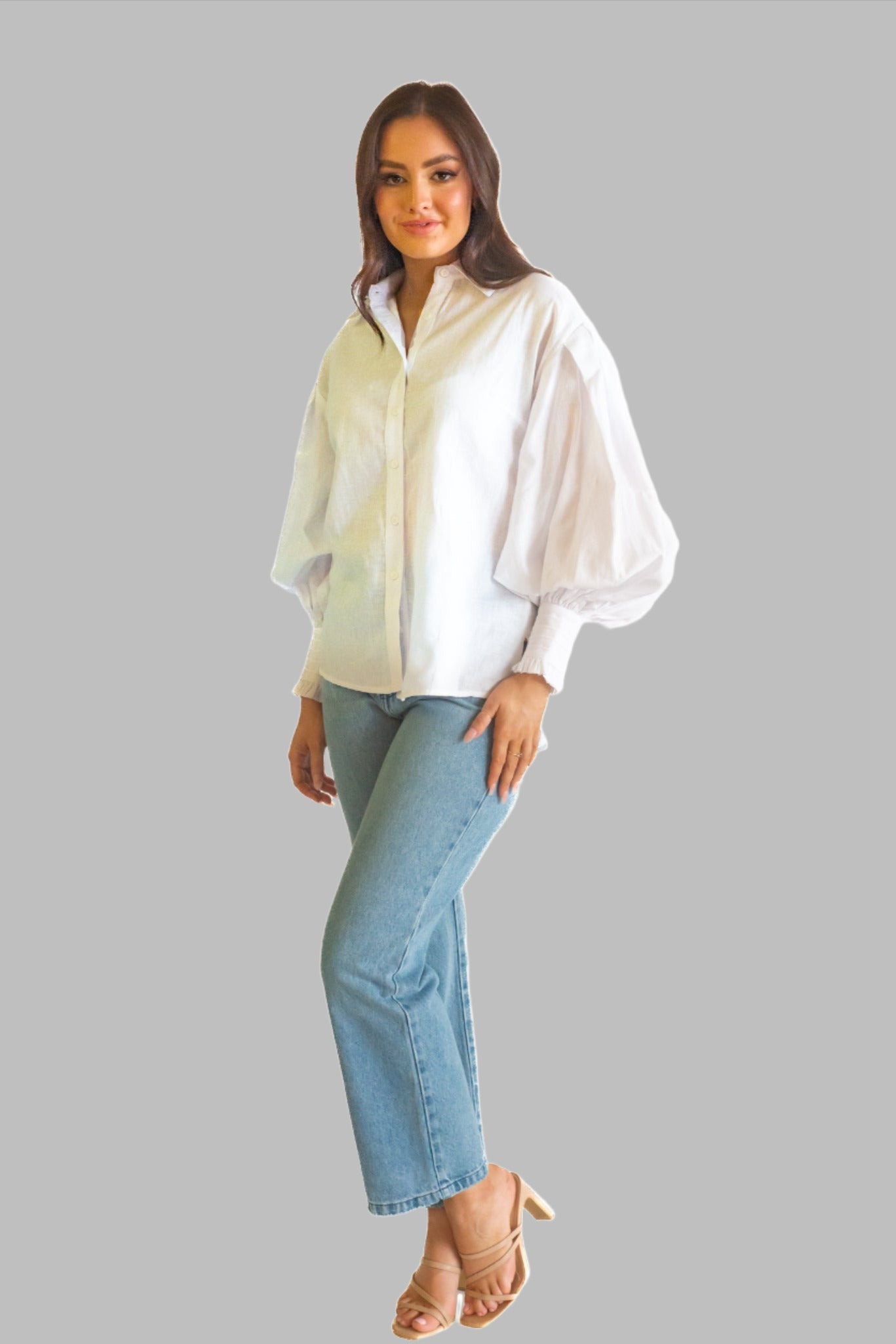 Teddy Shirt white linen shirt with bell sleeves