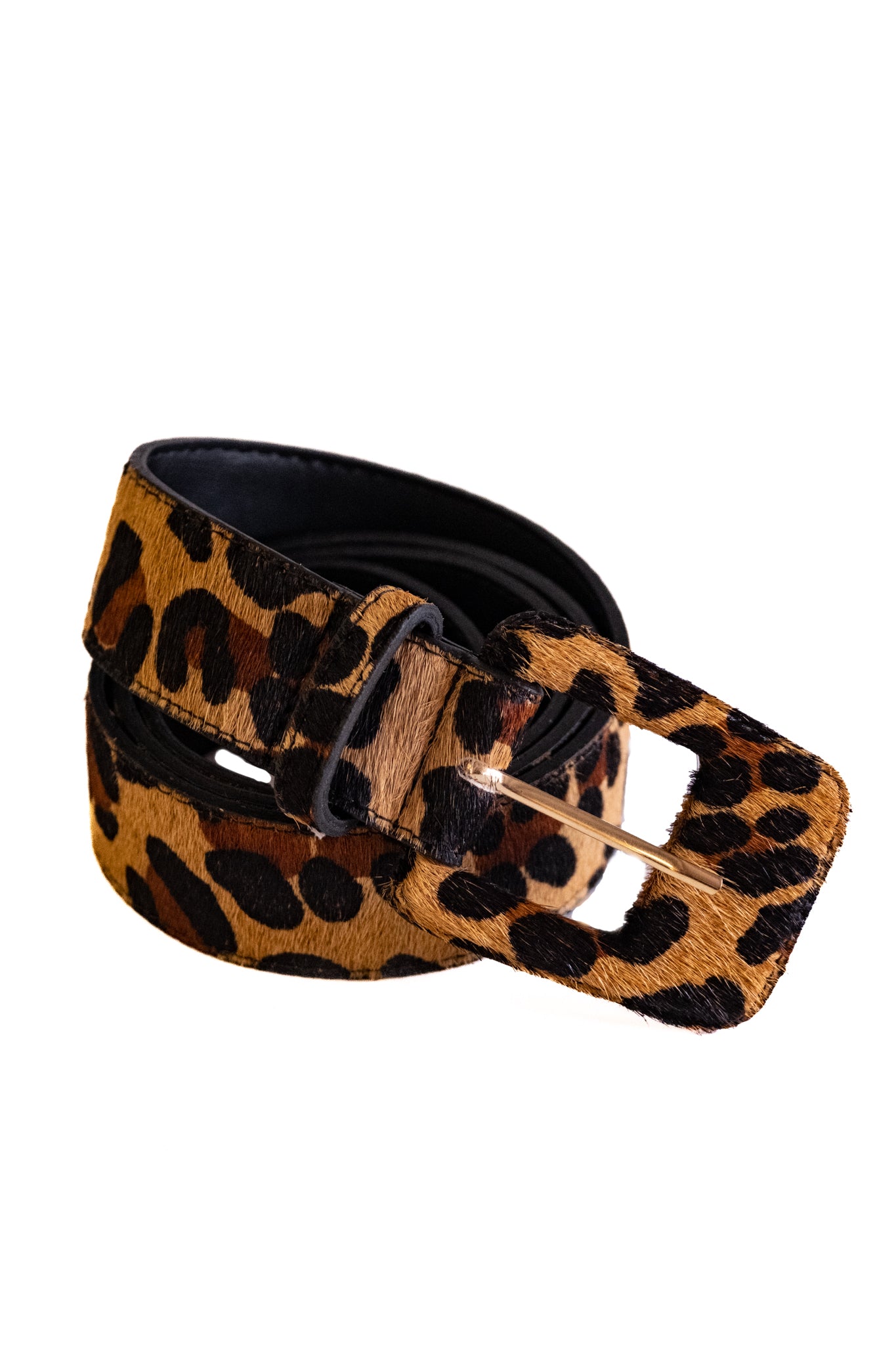 Leopard Print Leather Belt