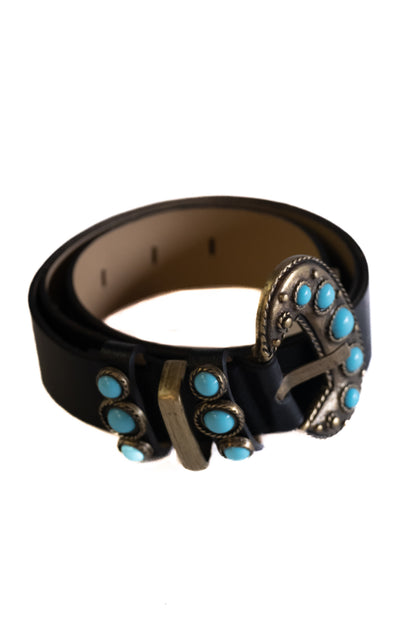 Black Belt with turquoise stones